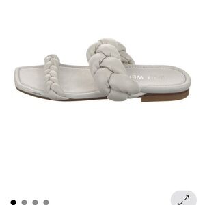 Stuart Weitzman Cream Braided Slide Sandals